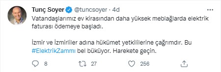 Soyer'den hükümete çağrı: Elektrik faturası kiradan yüksek harekete geçin!!!