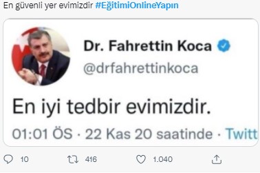 Öğrenciler sağlıkları için #EğitimiOnlineYapın diye haykırıyor