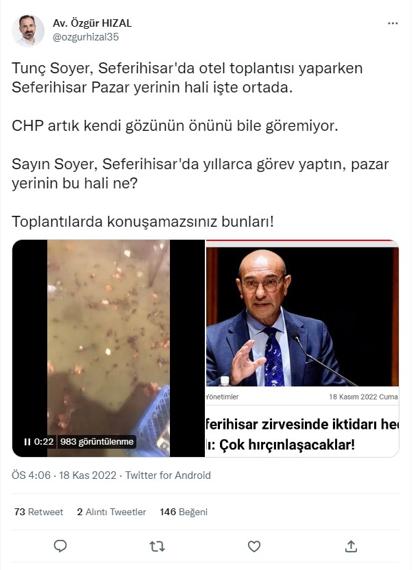 AK Partili Hızal, su basan pazar yerini paylaşarak tepki gösterdi