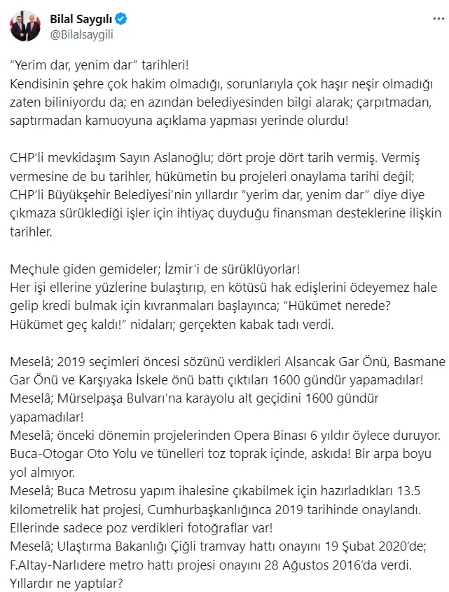 AK Partili Saygılı'dan mevkidaşı Aslanoğlu'na 'proje' cevabı: "Yerim dar, yenim dar” tarihleri!