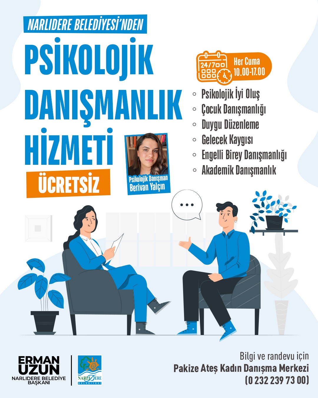 Narlıdere Belediyesi'nden, ücretsiz psikolojik danışmanlık hizmeti