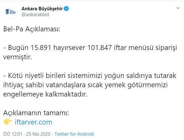 Yavaş’ın iftar menüsü kampanyasına siber saldırı