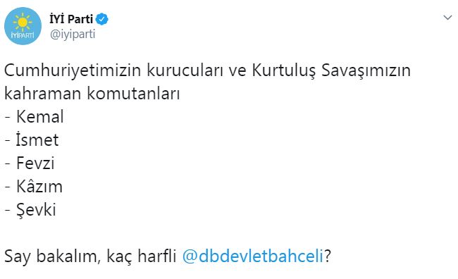 İYİ Parti'den Bahçeli'ye '5 harfli' yanıtı