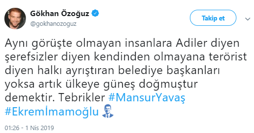 Gökhan Özoğuz’dan ince mesaj