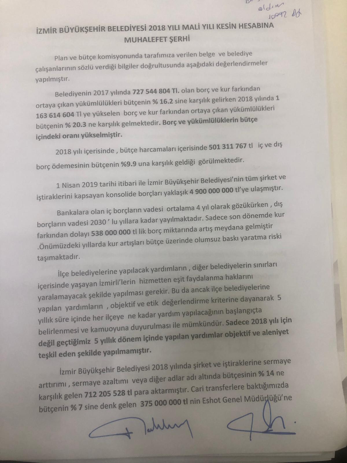 AK PARTİDEN MUHALEFET ŞERHİ