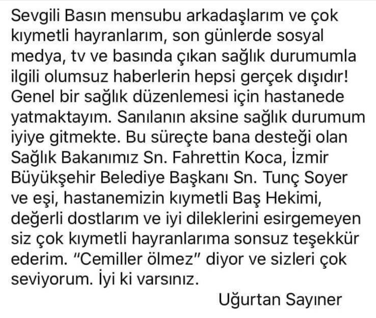 BİZİMKİLER'İN CEMİL'İNDEN MESAJ VAR