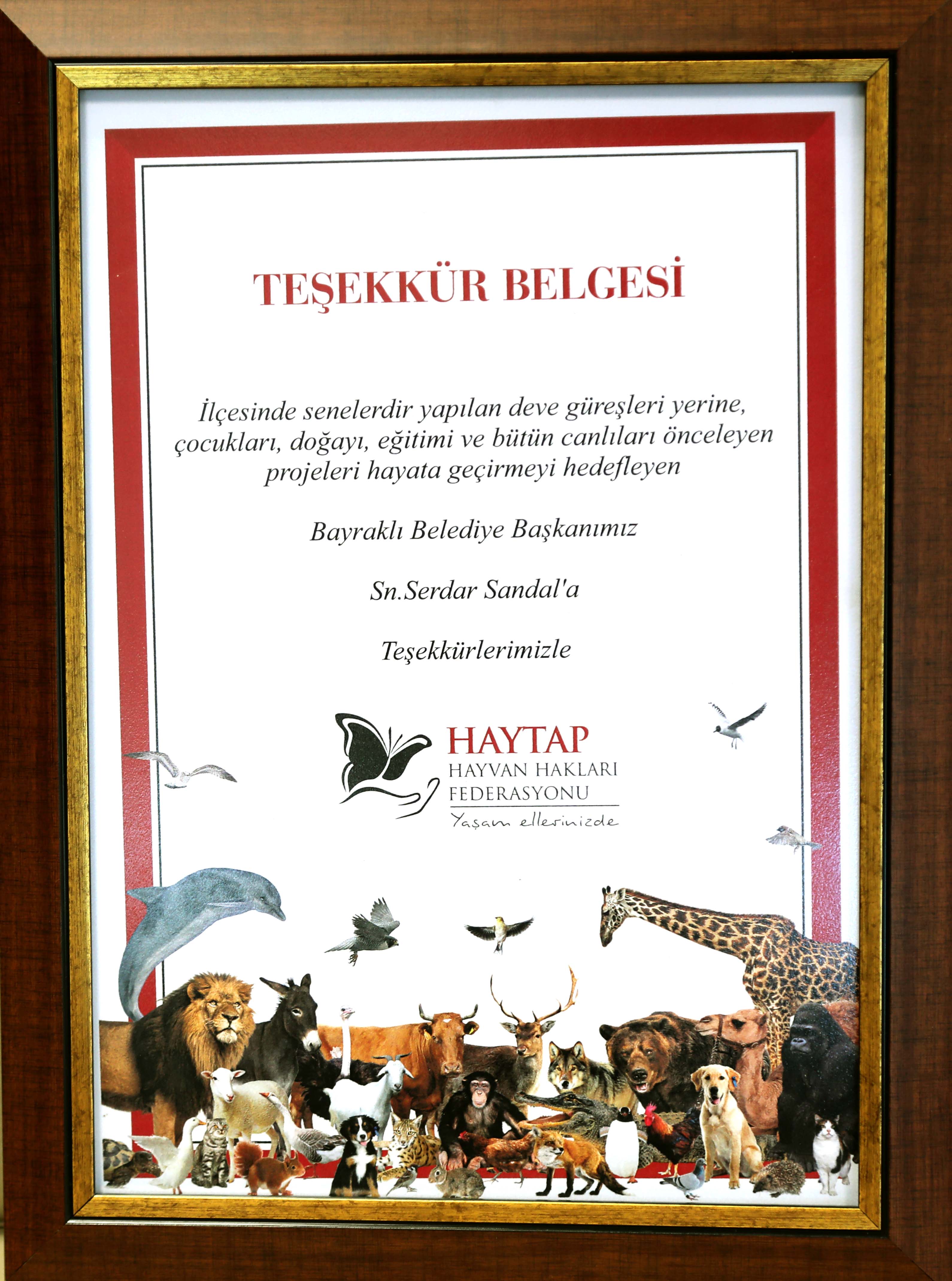 BAŞKAN SANDAL’A HAYTAP’TAN TEŞEKKÜR