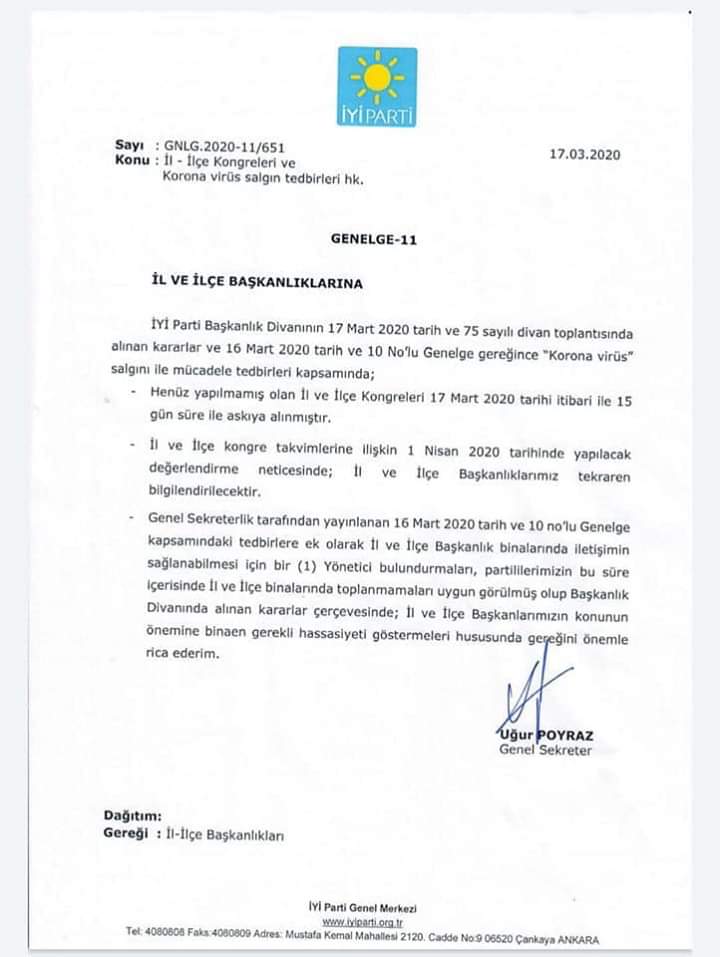 İYİ Parti kongreleri ertelendi
