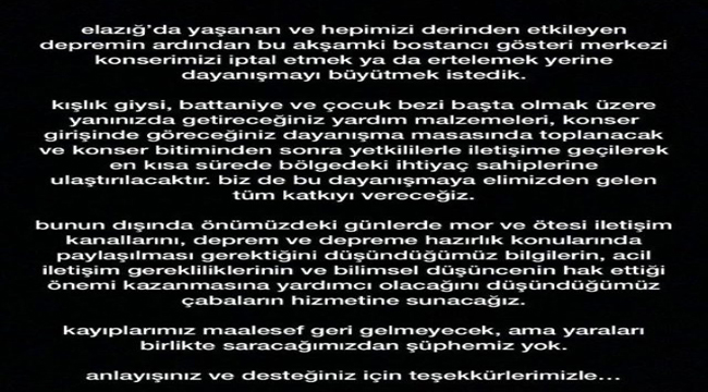 Konser öncesi destek yağdı