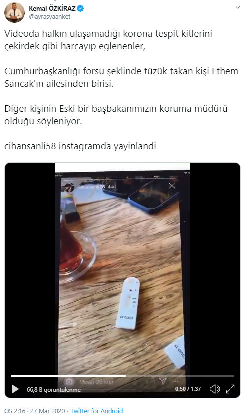 Halkın ulaşamadığı test kitleri Ethem Sancak'ın ailesinde iddiası