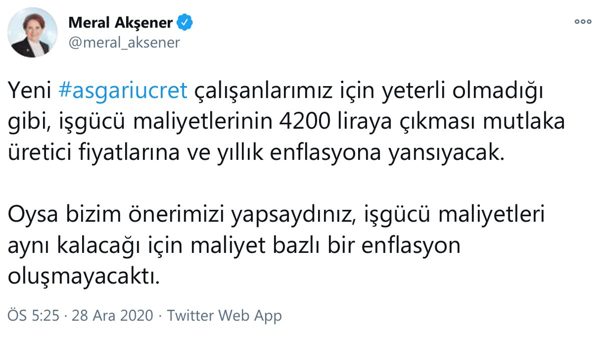İYİ Parti lideri Akşener’den asgari ücret çıkışı