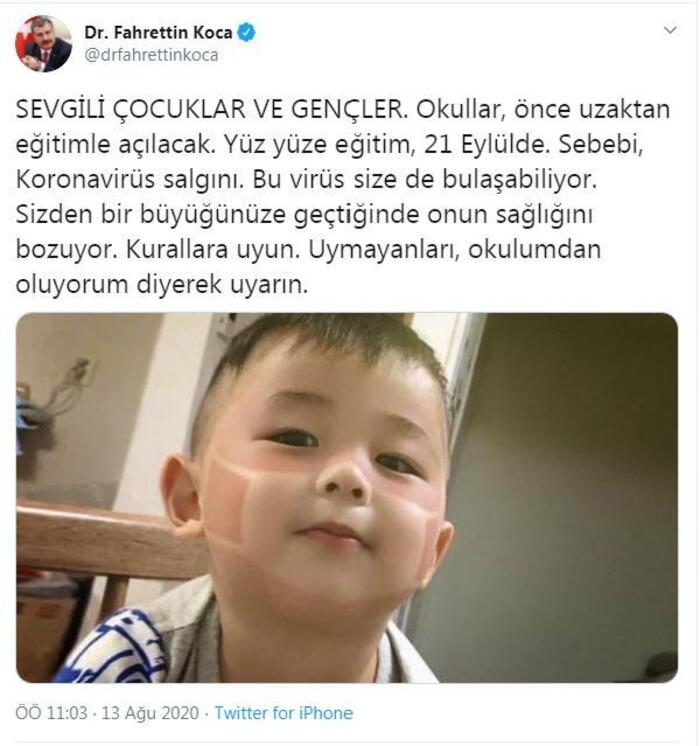 Bakan Koca'dan öğrencilere uyarı