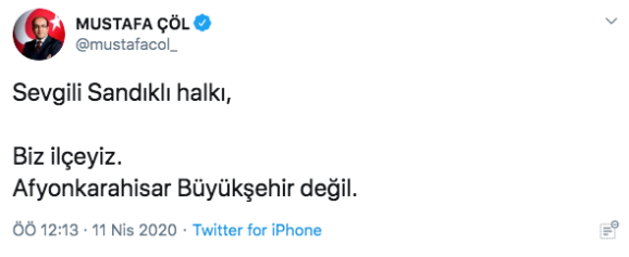 Biz ilçeyiz, Afyonkarahisar Büyükşehir değil