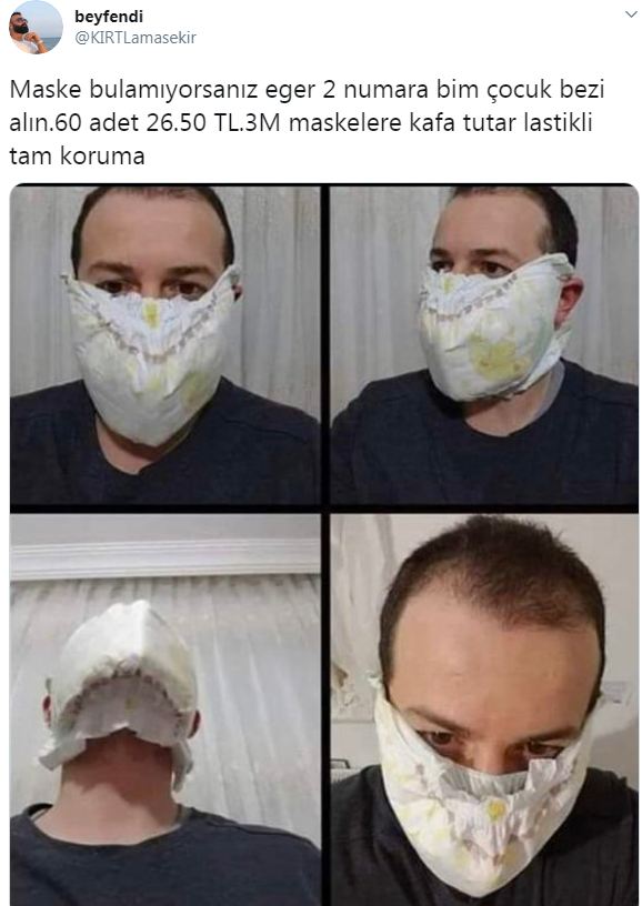 Bebek bezinden maske yaptılar
