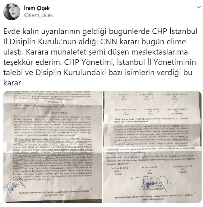 CHP'li İrem Çiçek partiden ihraç edildi
