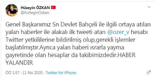 Bahçeli öldü' iddiası için MHP'den ilk açıklama