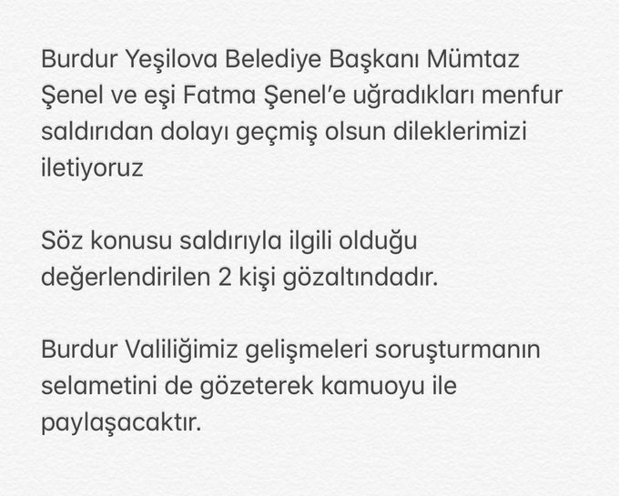 MENFUR SALDIRIDAN DOLAYI GEÇMİŞ OLSUN DİLEKLERİMİZİ İLETİYORUZ