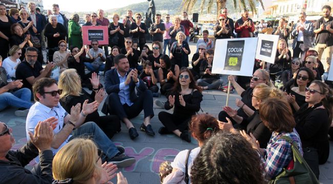 ÇOCUK İSTİSMARI FOÇA’DA PROTESTO EDİLDİ