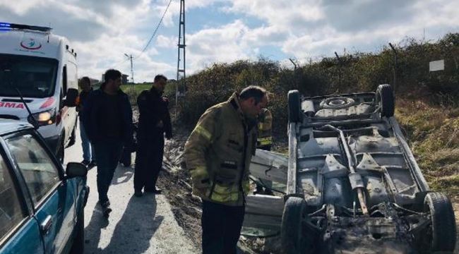 Lise öğrencisi aracıyla takla attı