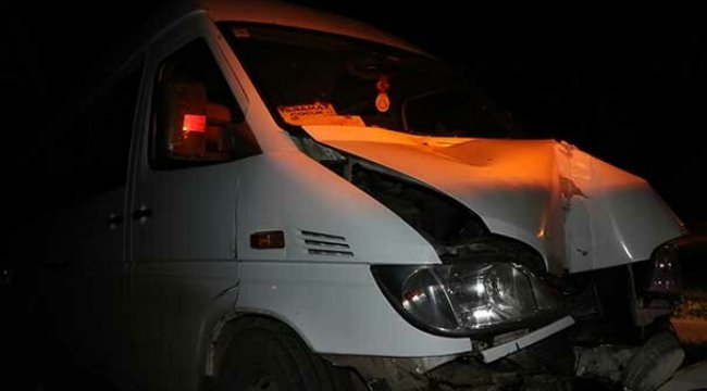 Göçmenleri taşıyan minibüs direğe çarptı: 12 yaralı