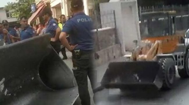 Kepçeyi ve polis memurunu kaçırdı!