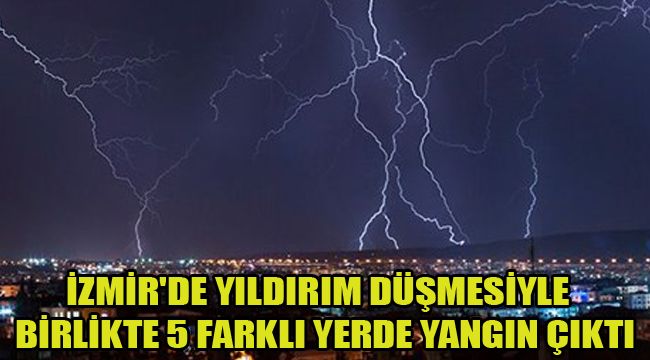 İZMİR'DE YILDIRIM DÜŞMESİYLE BİRLİKTE 5 FARKLI YERDE YANGIN ÇIKTI