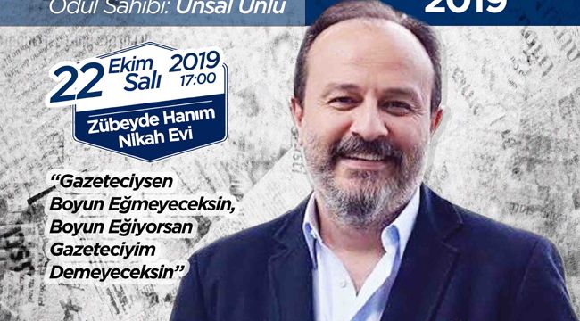 Basın özgürlüğü ödülü Ünlü'ye