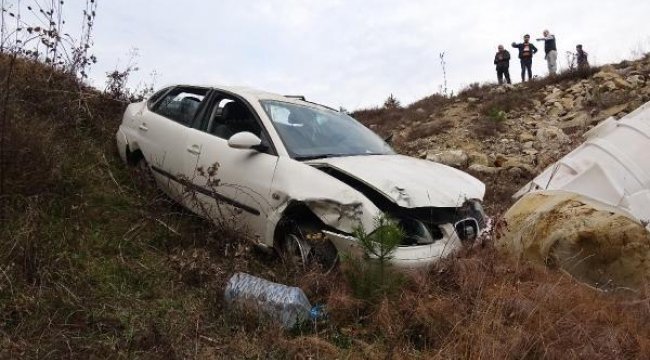 Akademisyenin otomobili şarampole devrildi