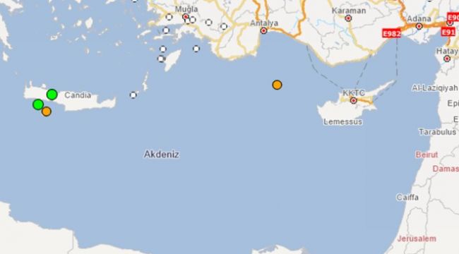 Akdeniz'de 4,5 büyüklüğünde deprem