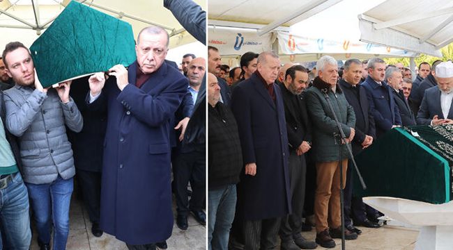 Cumhurbaşkanı Erdoğan tabuta omuz verdi