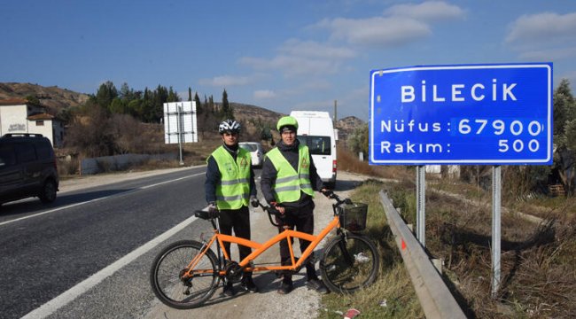 Görme engelli genç 35 kilometre pedal çevirdi