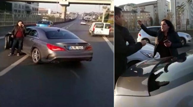 İstanbul'da hareketli dakikalar! E-5'te otobüsün önünü kesti, yolu trafiğe kapattı