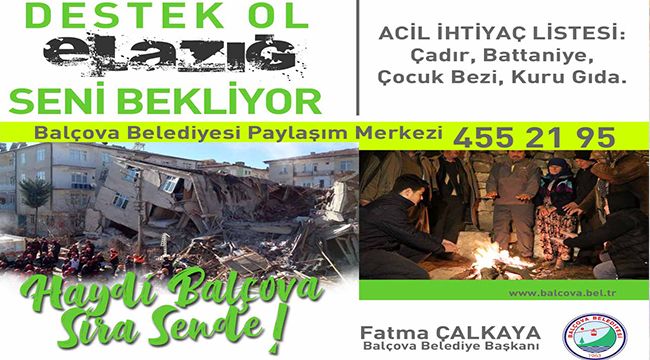 BALÇOVA'DAN ELAZIĞ'A DOST ELİ