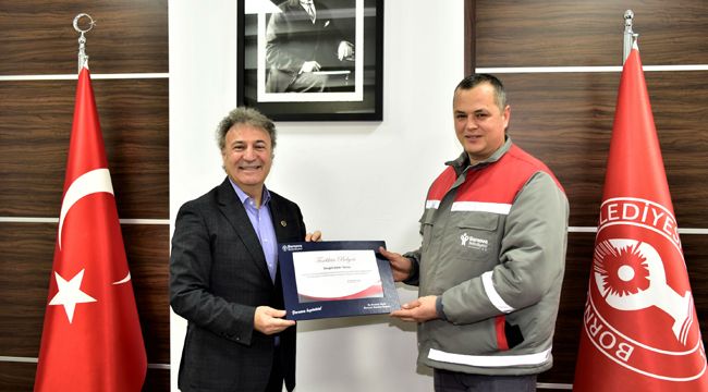 BAŞKAN İDUĞ'DAN TEŞEKKÜR BELGESİ