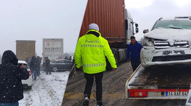Karayolunda zincirleme kaza! 8 kilometrelik kuyruk oluştu