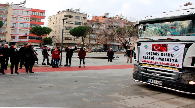 ÖDEMİŞLİLERİN YARDIMLARI YOLA ÇIKTI