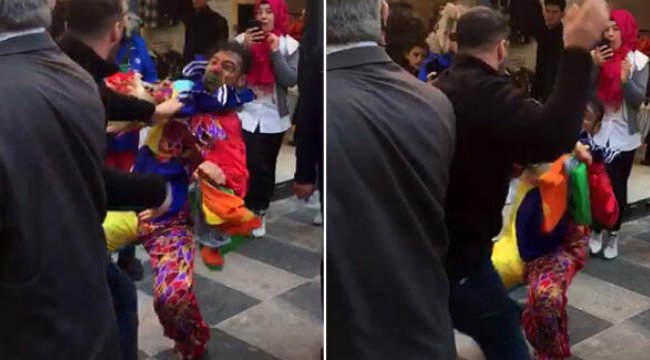 Tipini beğenmediği palyaçoya dayak attı