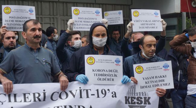 PTT çalışanlarından korona eylemi