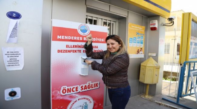 MENDERES'TE EL DEZENFEKTE ÜNİTELERİ DEVREDE
