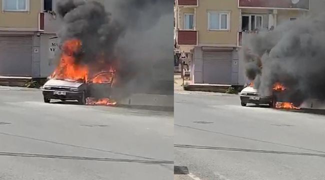 Araba adeta alev topuna döndü