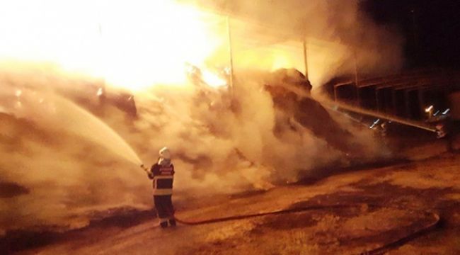 Aydın'daki bir çiftlikte samanlar alev aldı