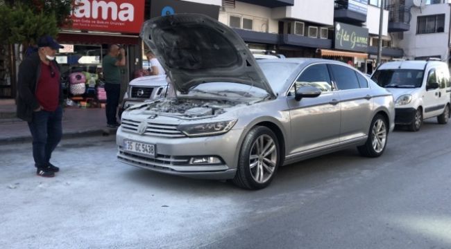 Lüks otomobil seyir halindeyken alev aldı