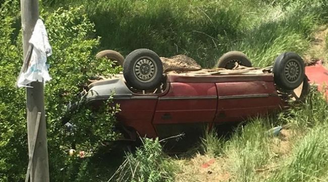 Otomobil şarampole uçtu, sürücü yaralı kurtuldu