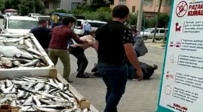 Pazarda denetim yapan memurlar darp edildi