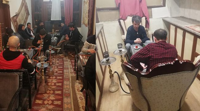 Salgına rağmen nargile partisine polis baskını