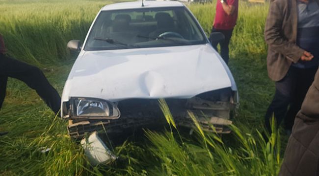 Sürücü uykuya daldı, araç tarlaya uçtu