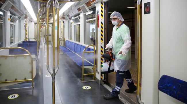 METRO VE TRAMVAYLARA DÜZENLİ DEZENFEKSİYON