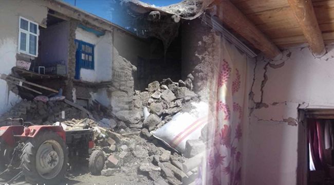 Van Özalp depreminde evler hasar gördü