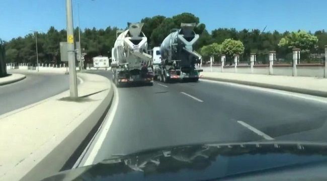 Beton mikserlerinin akıl almaz yarışı