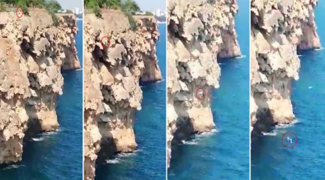 İddia için 40 metreden denize atladı!